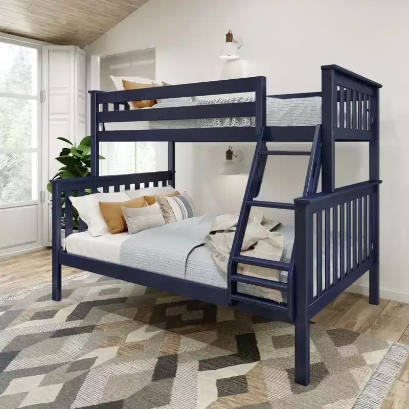 Solid Wood Twin over Full Bunk Bed, No Box Spring Needed