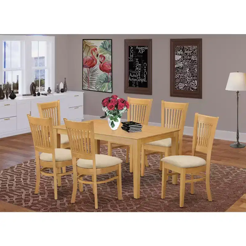 Asian Hardwood Kitchen Dinette Table And Dining Chairs Set Oak Finish