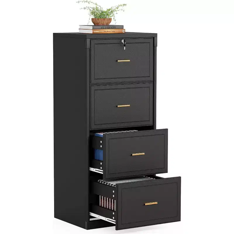 Tribesigns 4-Drawer File Cabinet with Lock, Vertical Filing Cabinet with Key for Home Office