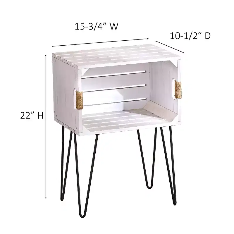 The Lakeside Collection Rustic Wooden Crate End Table with Jute Wrapped Handles
