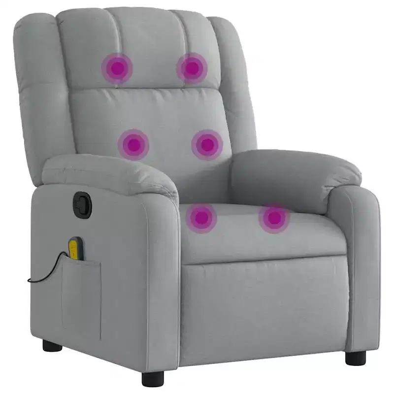 vidaXL Massage Recliner Chair - Light Gray Manual Push Back