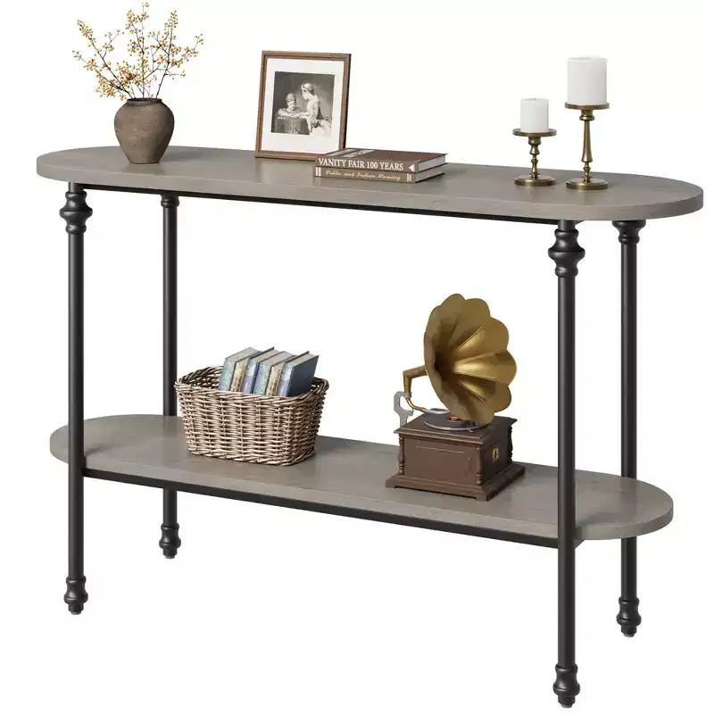 Entryway Console Table,2-Tier Narrow Wooden Skinny Behind Couch Sofa Table with Storage Shelf for Living Room, Entryway