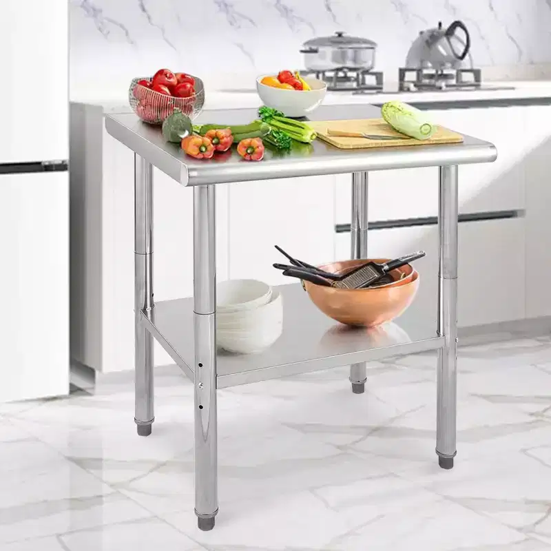 Stainless Steel Table 30 x 24 x 35 Inch Commercial Work Table, Workbench Heavy Duty Prep Worktable Metal Work Table with Adjustable Feet