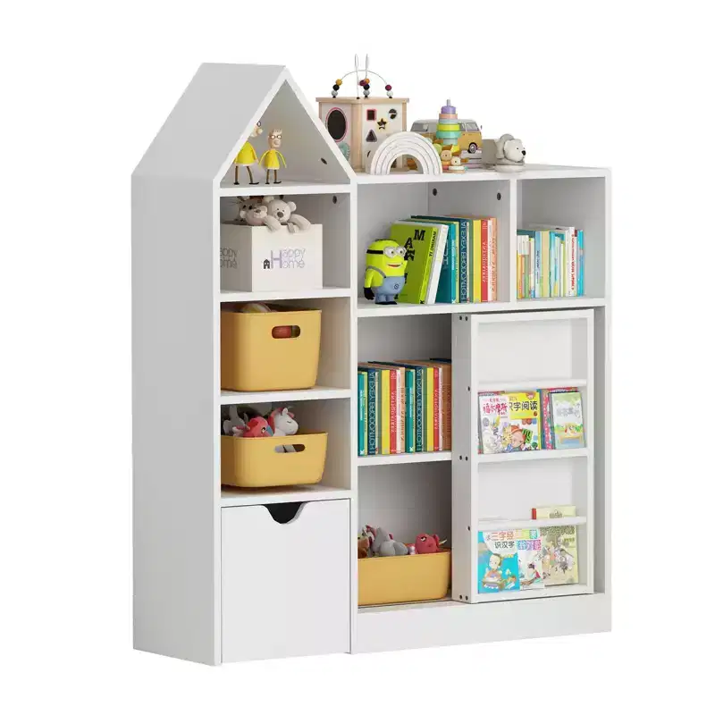 GustoWave Toy and Book Organizer for Kids, Storage Organizer with 8 Cubbies and Pull - Out Drawers, Ideal for Playrooms and Bedrooms