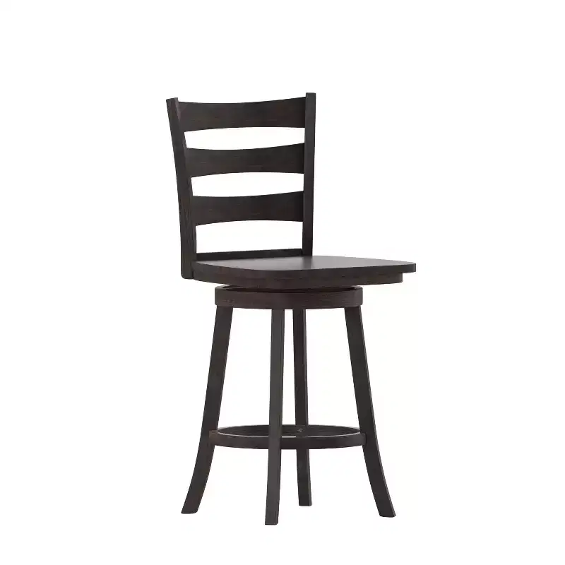 Emma and Oliver Classic Ladderback Counter Height Dining Stool with Wood Seat