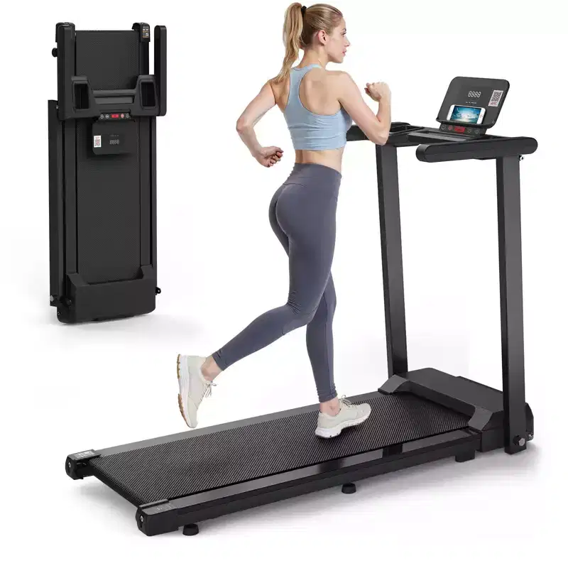 Okak Folding Treadmill with Handles and 2.5HP Quiet Motor, Treadmills for Home with 300LBS Weight Capacity, Portable Treadmill, Black