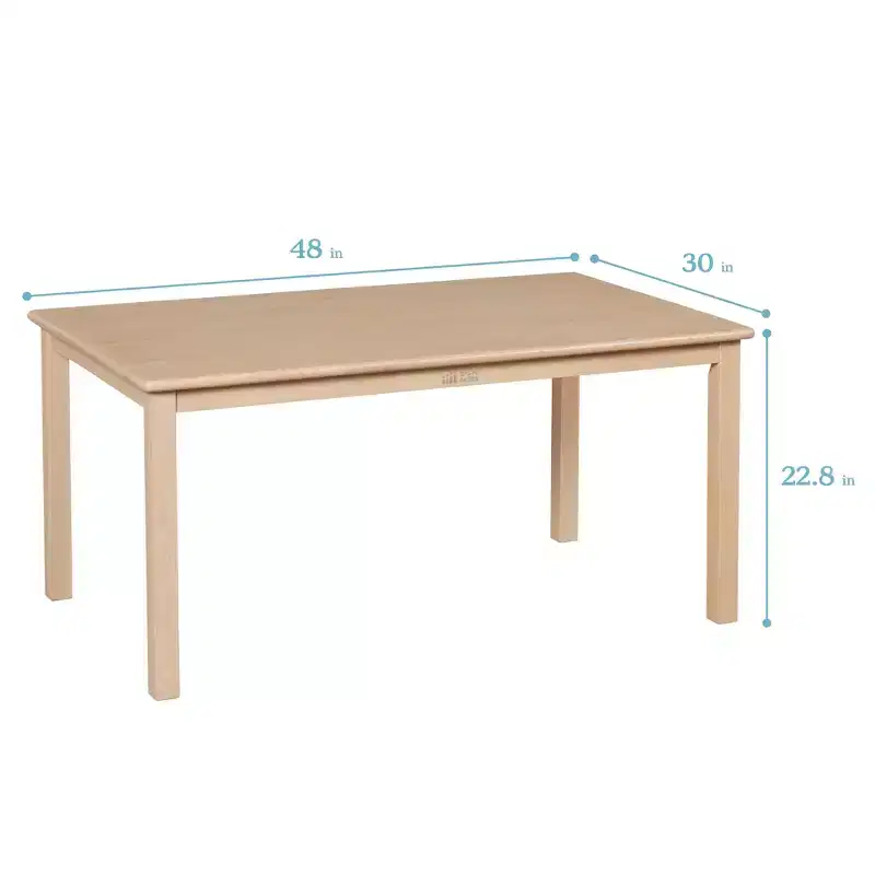 ECR4Kids 30in x 48in Rectangular Hardwood Table with 22in Legs, Childrens Furniture