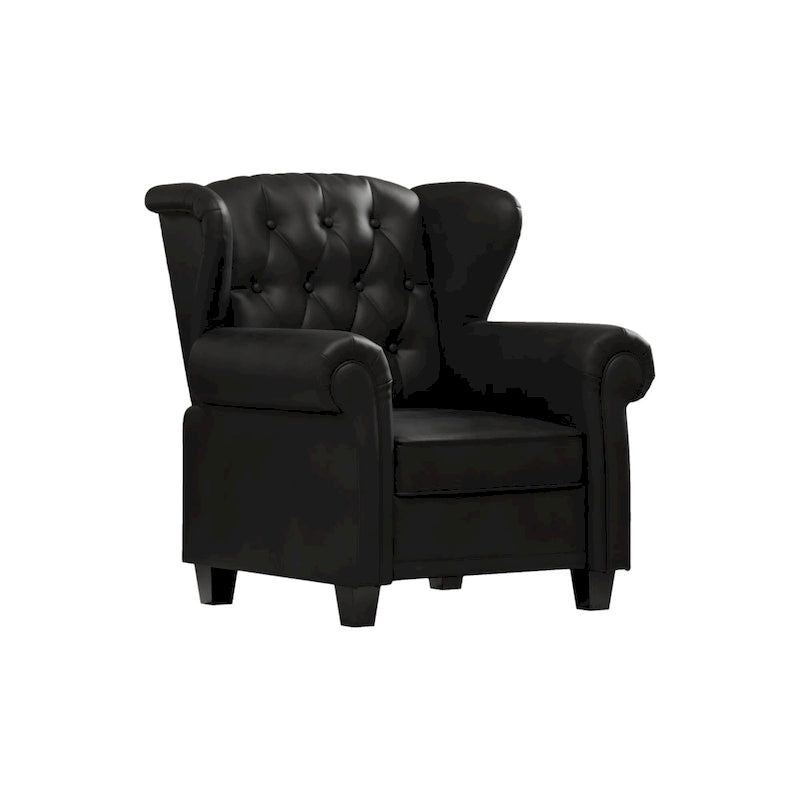 Black Adjustable Tufted Arm Chair with Sturdy Legs