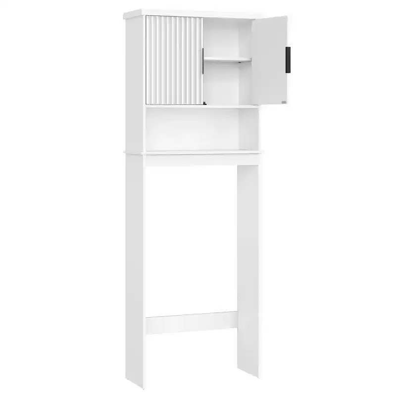 VASAGLE MAXE Collection - Over the Toilet Storage Cabinet, 23.6-Inch Wide Mid Century Modern Bathroom Organizer with Fluted Doors