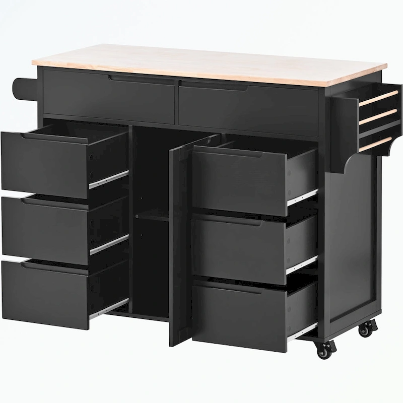 Kitchen Cart with Rubber Wood Countertop