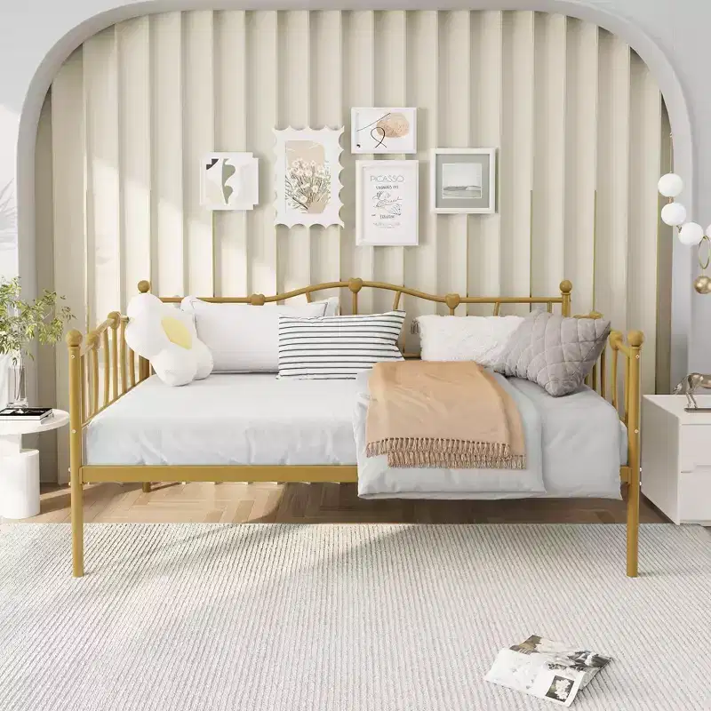 Metal Twin DayBed, Sofa Beds with Steel Slat Support and Headboard, Space-Saving, No Box Spring Needed, for Apartment,Living Room, Small Spaces