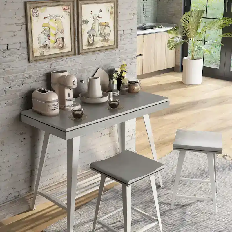 Kaylen Modern 3-Piece Steel Legs Counter Height Table Set by Furniture of America