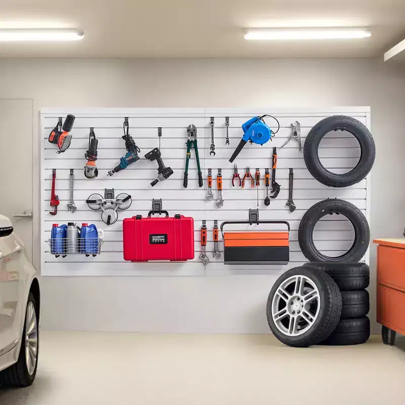 Slat Wall Paneling, 8 x 4 ft, PVC Garage Slatwall with Accessories, White Slat Wall Easy-to-Install Adjustable Slatwall Panel, White