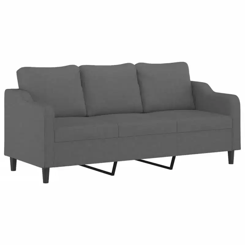 vidaXL Modern 2-Seater Sofa - Black Fabric and Metal Frame with Thick Padding for Living Room, Lounge, Patio Seating