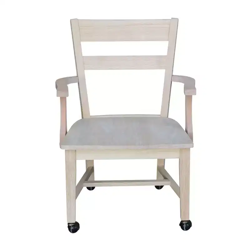 Dining Chair with Casters - Unfinished - International Concepts: Solid Wood, Parawood, Kitchen, Table