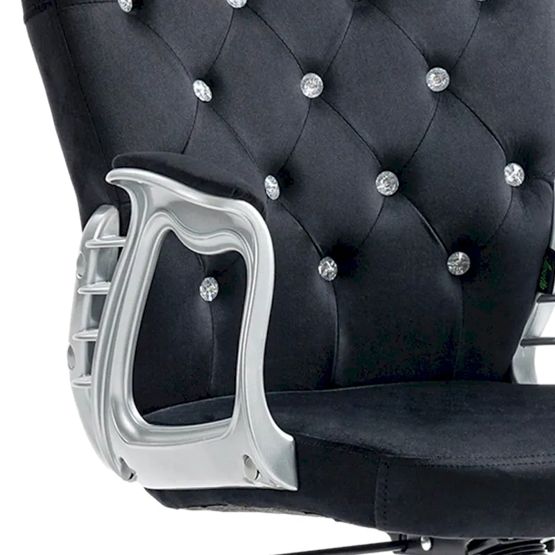 Vanity Middle Back Office Chair Tufted Backrest Swivel Rolling Wheels Task Chair with Height Adjustable Armrests