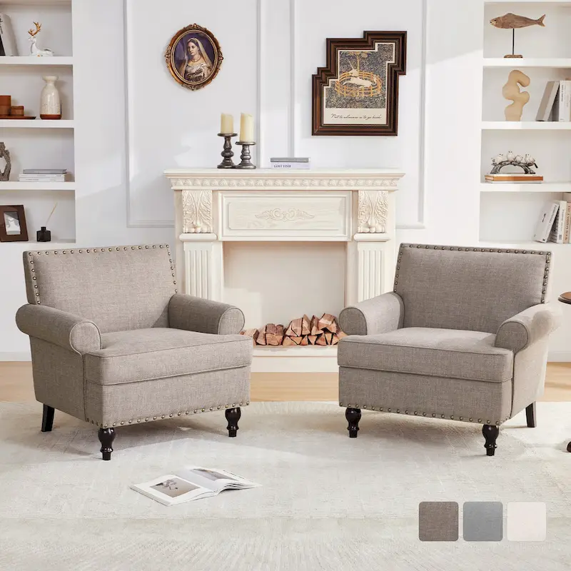 Huimo Modern Nailhead Accent Chair Arm Chairs Set of 2