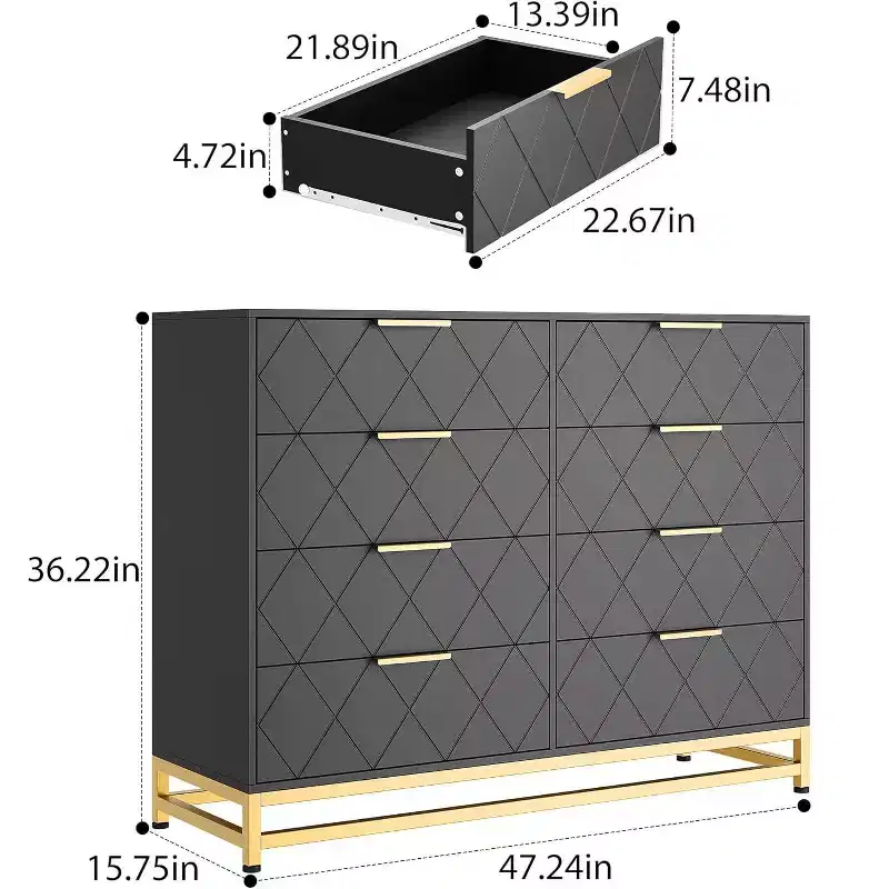 8-Drawer Dresser Storage Organizer for Living Room, Bedroom, Hallway