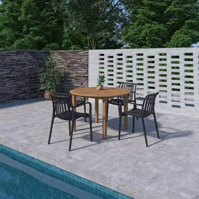 Amazonia Beijo 5pc Round Outdoor Patio Dining Set Black