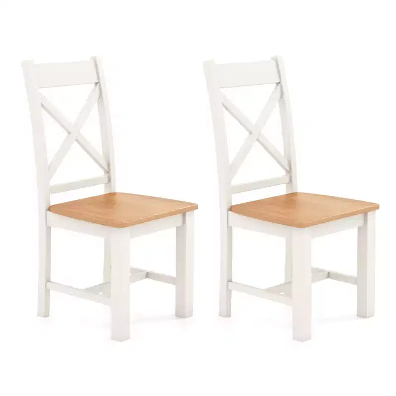 Costway Modern Wooden Dining Chairs Set of 2 w/ High Back Rubber Wood Frame Armless