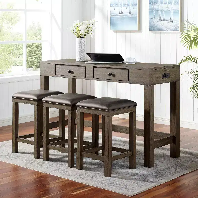 4pc Cohasset Counter Height Dining Set with USB Plug Gray - HOMES: Inside + Out