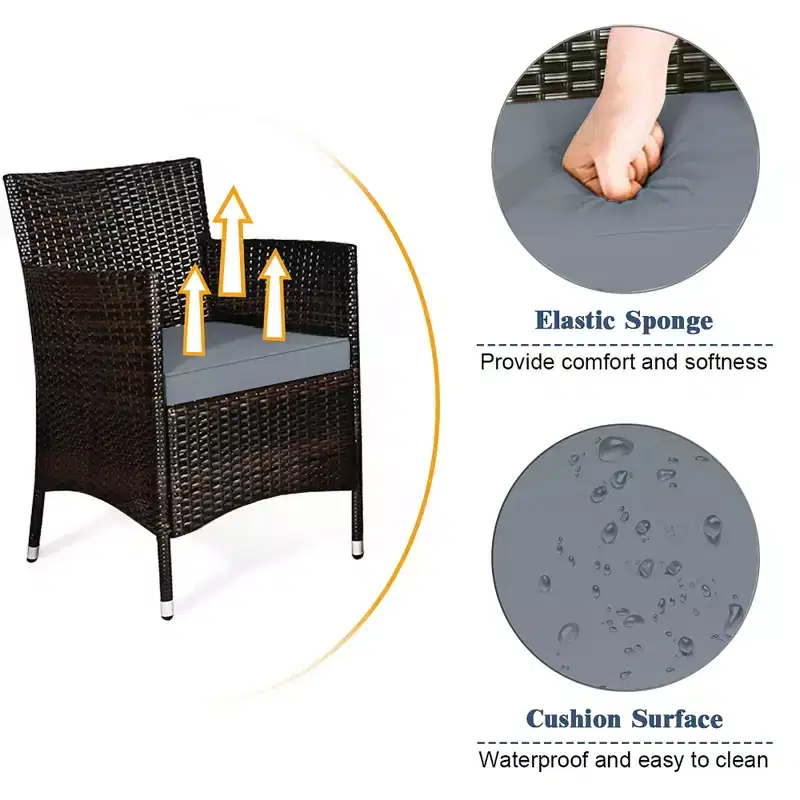 Costway 8PCS Rattan Patio Furniture Set Cushioned Sofa Chair