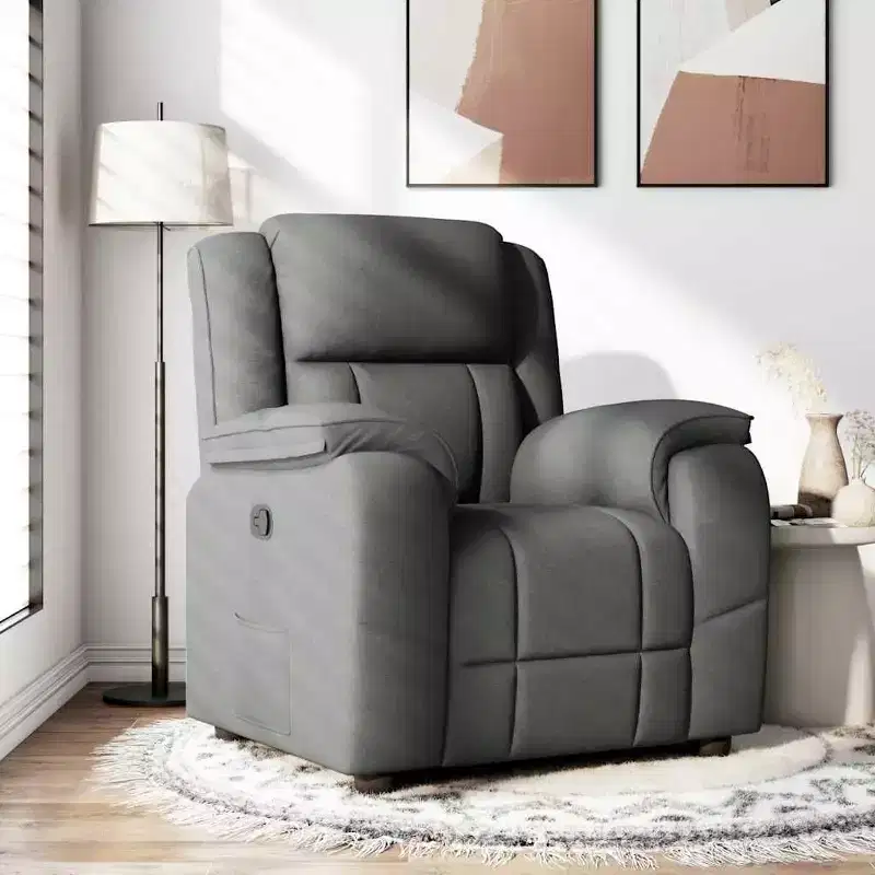 vidaXL Recliner Chair Dark Grey Polyester, Metal, Plywood, Foam, PP Fiber
