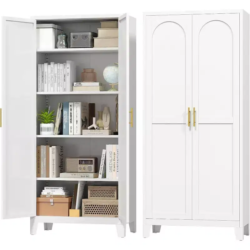 70.87'' Tall Metal Pantry Cabinet with 2 Doors, with 4 Adjustable Shelves, Steel Cupboard for Kitchen, Pantry,Dining Room, Living Room,White