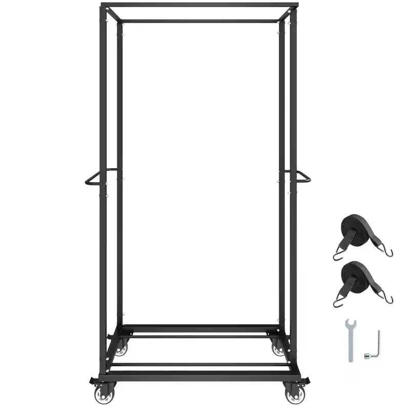 Folding Chair Rack, 500 LBS Capacity, Heavy-duty Chair Cart for 60 Chairs,Metal Chair Storage Dolly Chair Holder with Swivel Casters,Matte Black