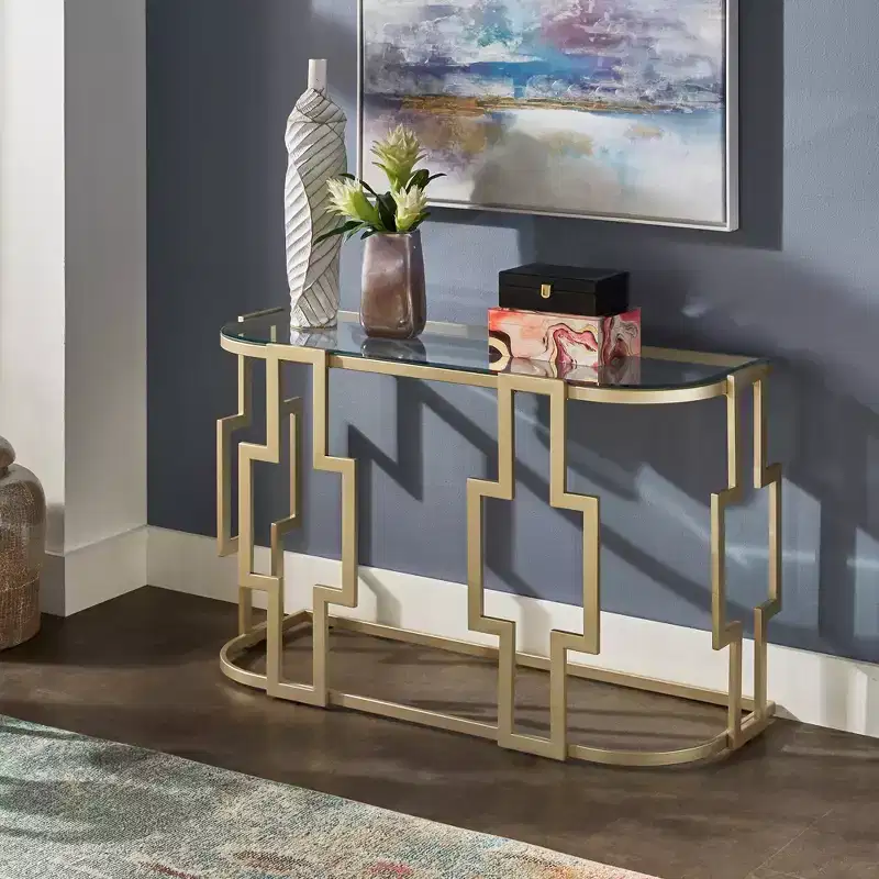 Sparkler 48 Console Table - Matte Gold/Clear - iNSPIRE Q