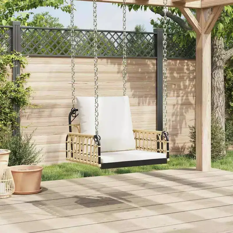 vidaXL Swing Chair Brown and black PE rattan Standard Durable