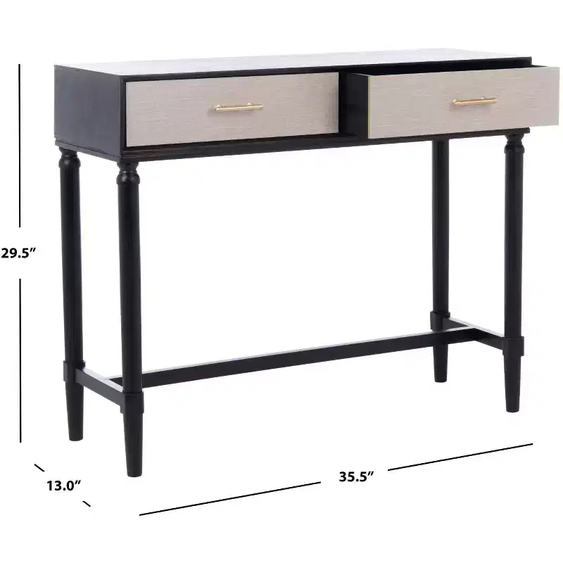 2-Drawer Console Table Pine Frame Transitional Style