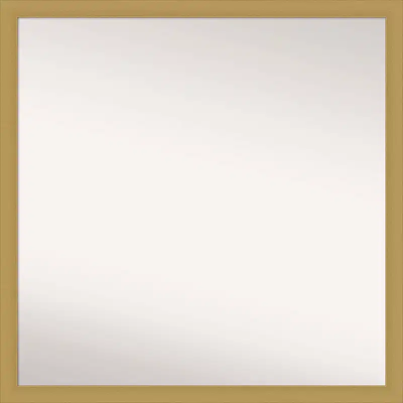 28" x 28" Non-Beveled Grace Narrow Bathroom Wall Mirror Brushed Gold - Amanti Art: Square Vanity Wall Mount