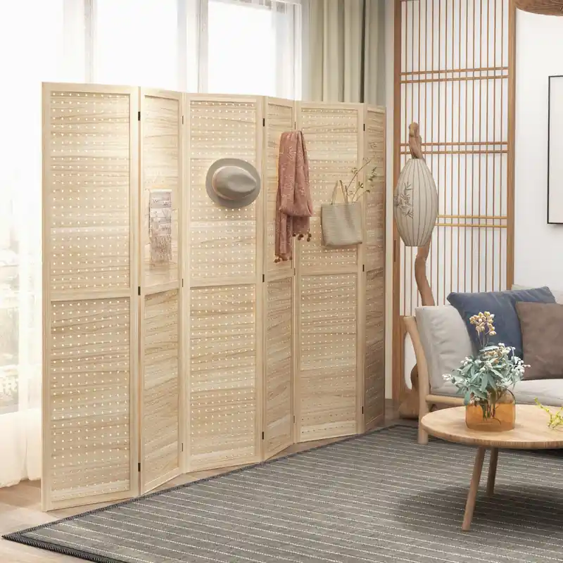 6 Panel Folding Room Divider Privacy Screen Indoor Home Decoration