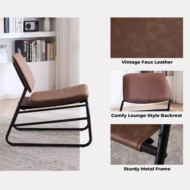 FERPIT Metal Framed Accent Chair, Minimalist Style Lounge Chair For Living Room Bedroom Office Apartment With Solid Metal Frame