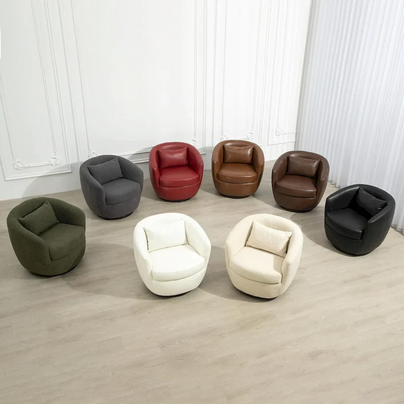 Swivel Barrel Chair with Hidden Storage