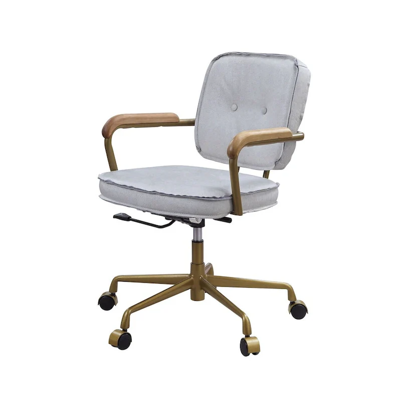 Vintage Faux Leather Office Chair with Button Tufting and Swivel Base