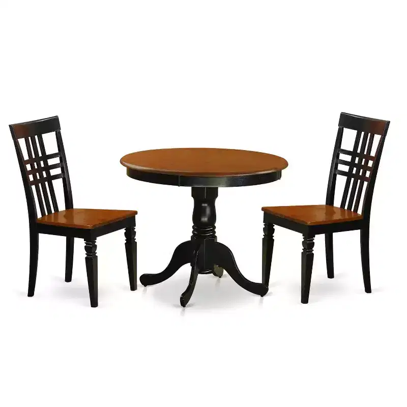 Round Kitchen Table Set with Chairs - 5 Piece Dining Room Set - Linen White Finish