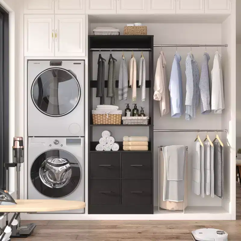 25 To 103 Closet System with Four Farbric Drawers