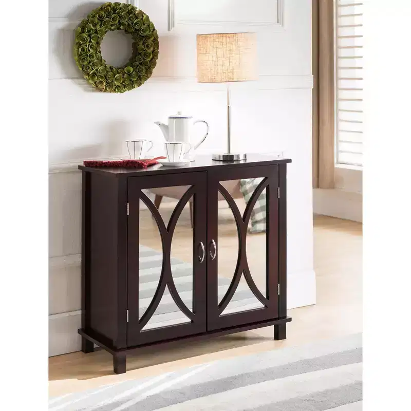 King Brand Marietta Wood Entryway Console Accent Cabinet, Espresso