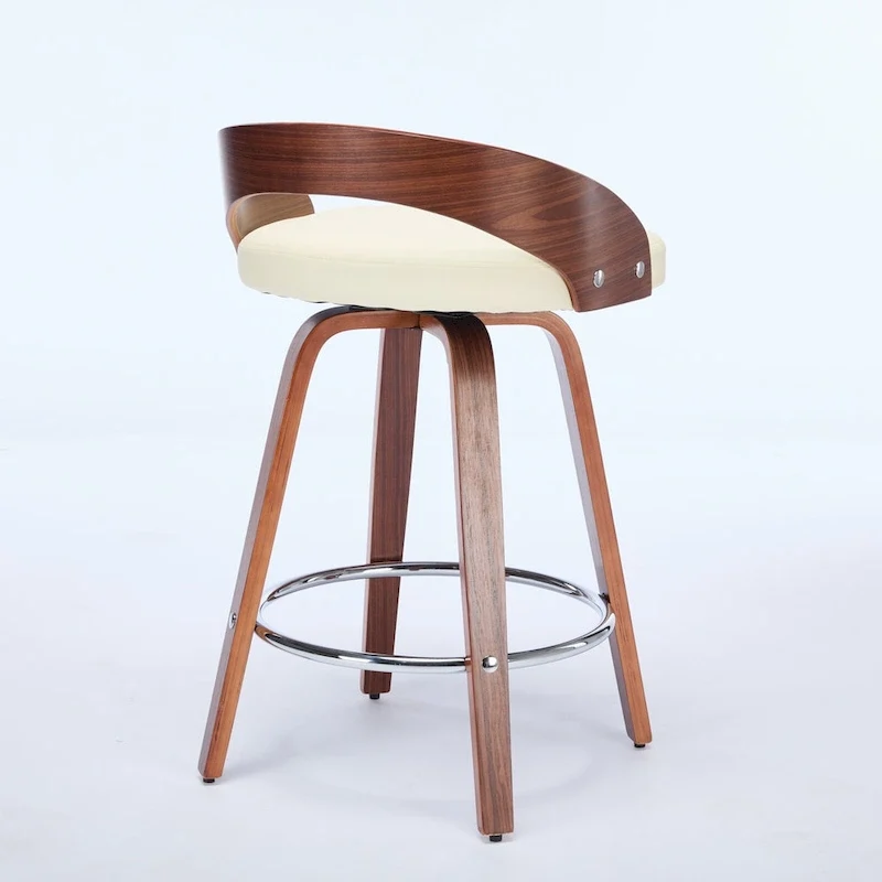 Counter Height Barstools Set of 2, Dining Chairs with Soft Cushion Seat, Kitchen Stool Island with Footstool and Low Back