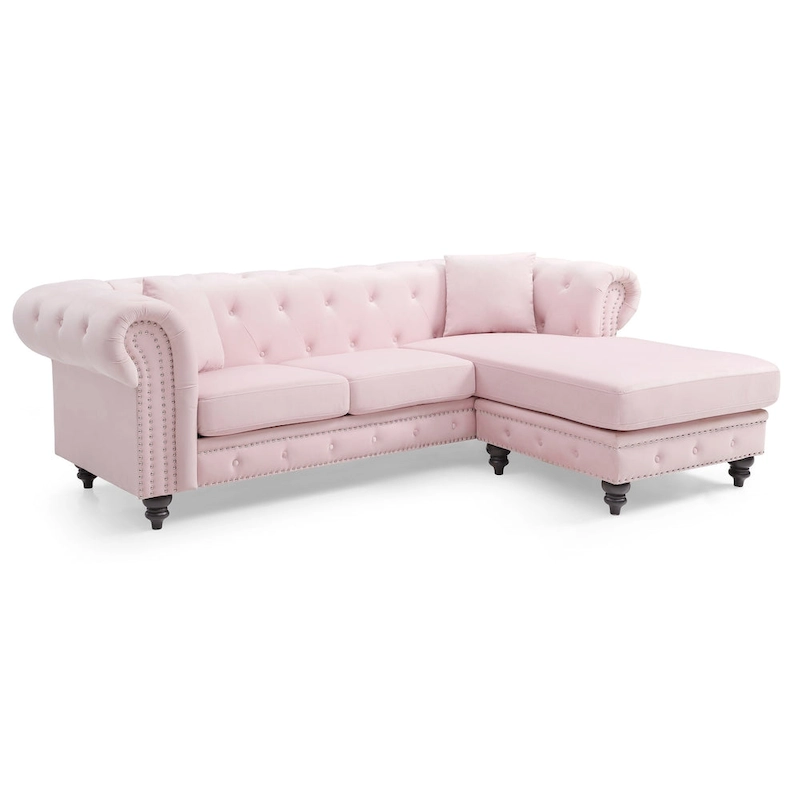 Nola 98 in. 3-Seater Velvet Sofa with 2-Throw Pillow - 98L x 37W x 31H