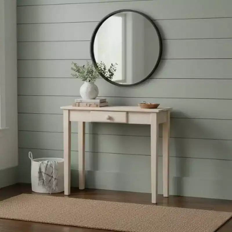 Mission Style Unfinished Solid Wood Console Table with Drawer