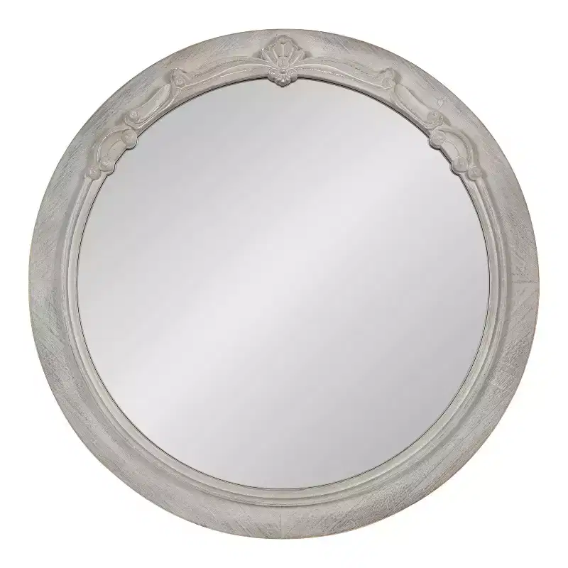 Kate and Laurel Irelyn Round MDF Round Mirror, 26 Diameter, Gray