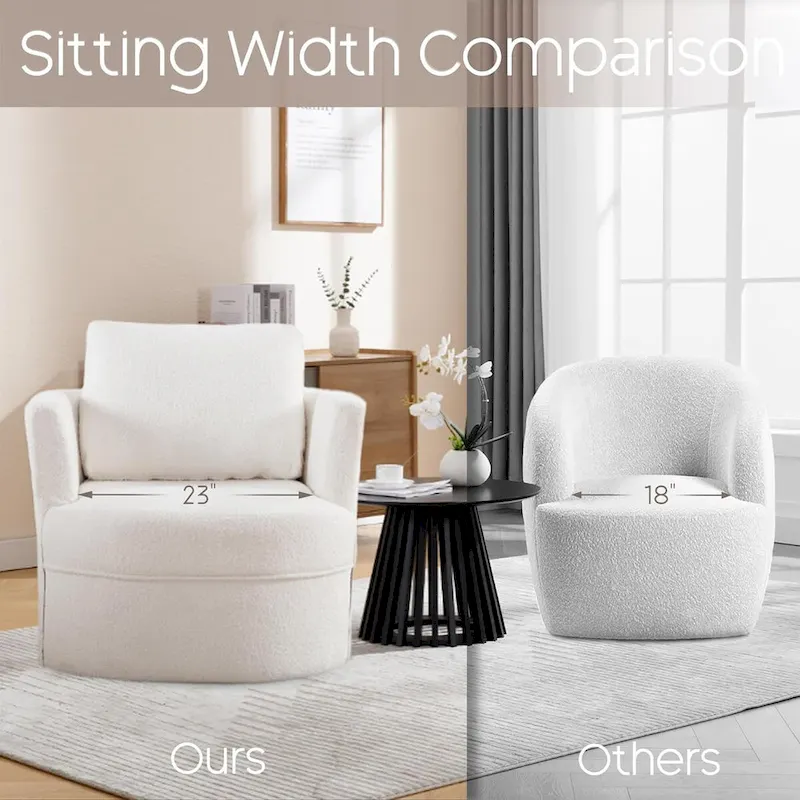 HOMYKA Swivel Accent Barrel Chair Round Arm Chair with Pillow