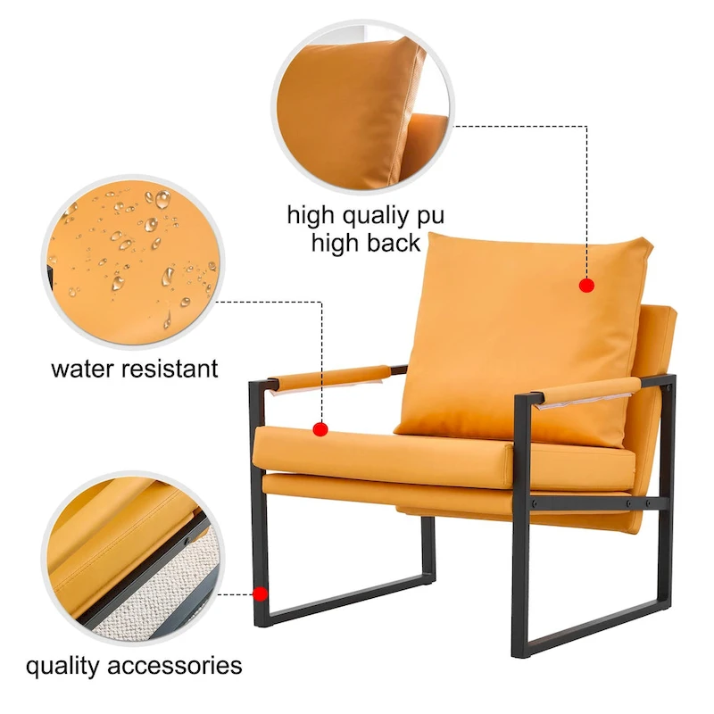 Ouyessir Set of 2 Modern Velvet Accent Chair Linen Sling ArmChair