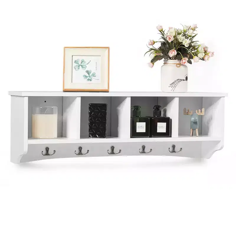 Costway Hanging Entryway Shelf Coat Rack Wall Mounted Storage Cabinets
