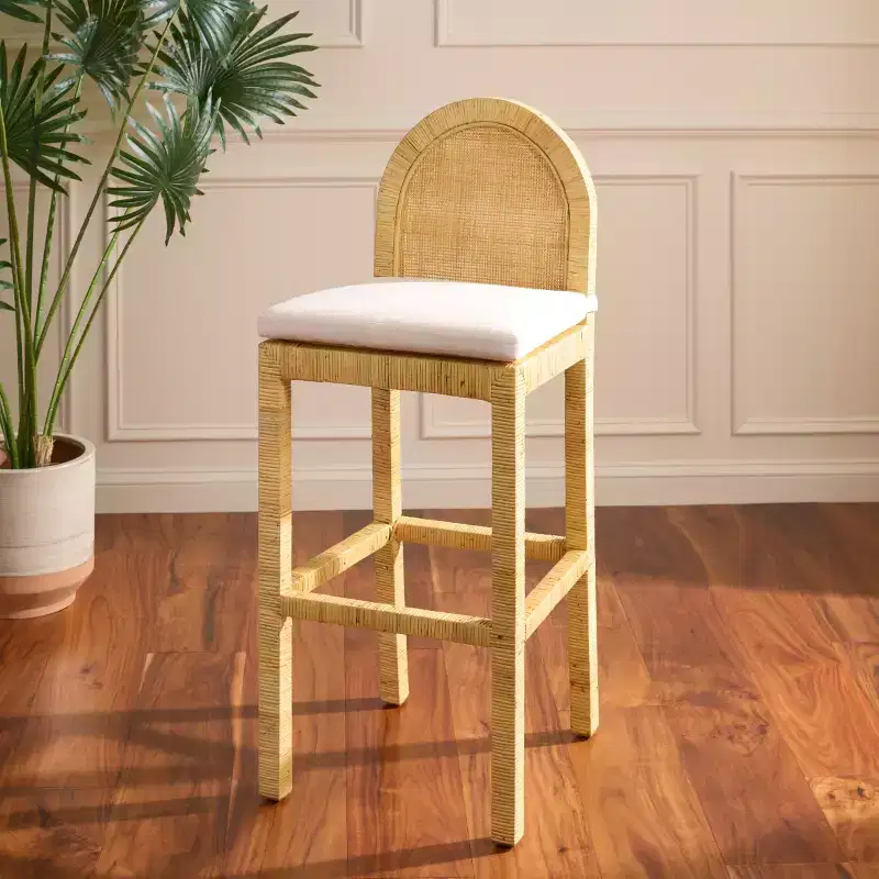 Cane Round Back Bar Stool