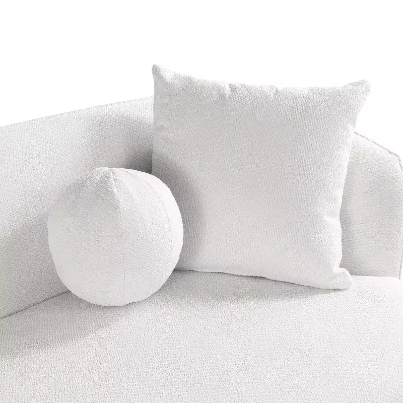 Probe Hues 89 inch Round Sofa, 3 Seater Modern Style Upholstered Couch With 2 Pillows