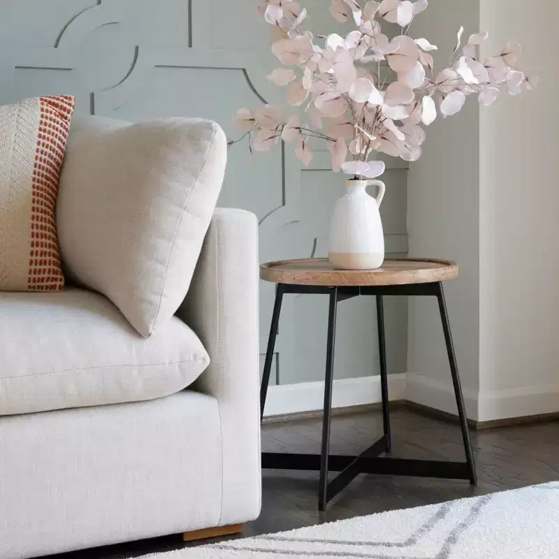 Wood and Metal Side Table, Natural